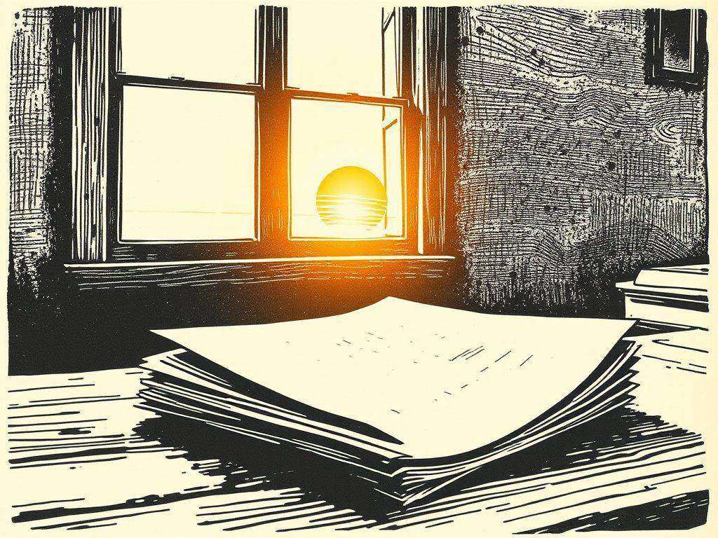 Dawn: the report waits on the desk. The handoff is complete.